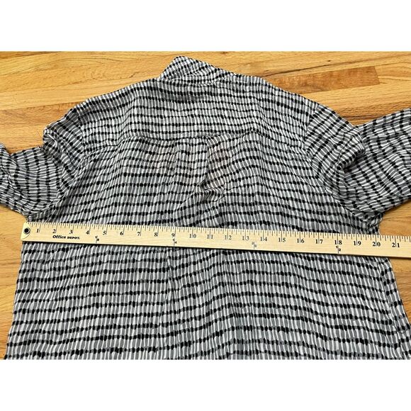 Anthropologie Cloth & Stone Women's M Black Striped Button Up Rayon Shirt Boho - Picture 9 of 9